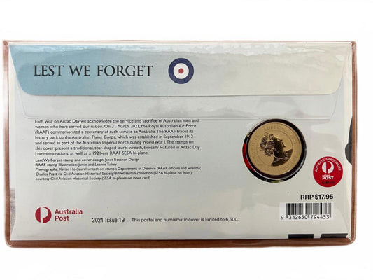 Australia Post 2021 ANZAC Day Coin Cover - Lest We Forget PNC