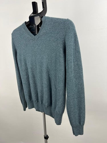 Jac+Jack 100% Merino Wool V-Neck Sweater Men's Size S Teal