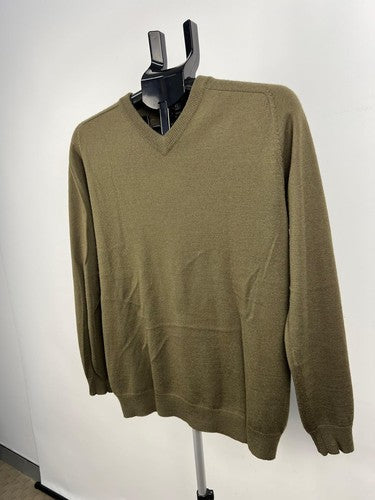 MARCS Sydney Men’s V-Neck Wool Blend Sweater Jumper Olive Green S
