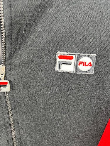 FILA Black Red Full Zip Knit Track Jacket Made in Italy Size S