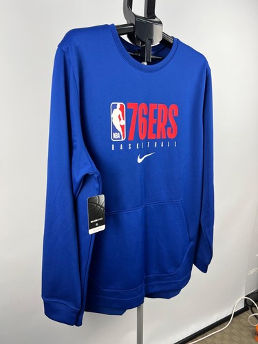 Nike NBA Philadelphia 76ers Dri-FIT Crewneck Sweatshirt Blue XL NWT