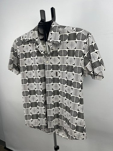 Ben Sherman Premium Geometric Short Sleeve Button Shirt Black White M