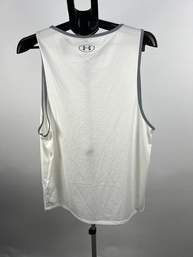 Under Armour Tech Tank Top White with Grey Trim Size Large