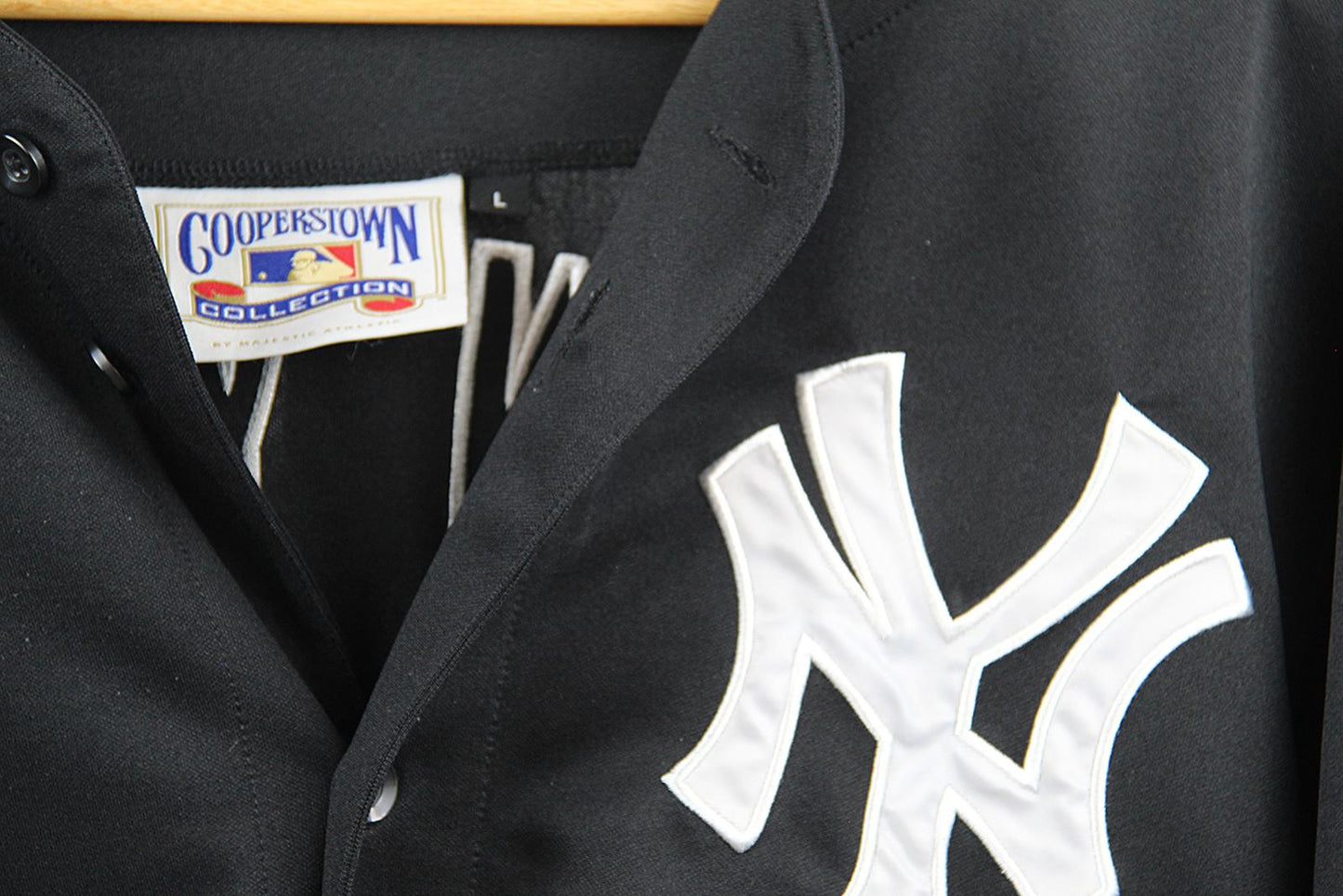 New York Yankees Black Button-Up Jersey - MLB Cooperstown Collection