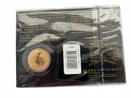 2011 Australian Citizenship Uncirculated $1 Perth Mint Coin on Card