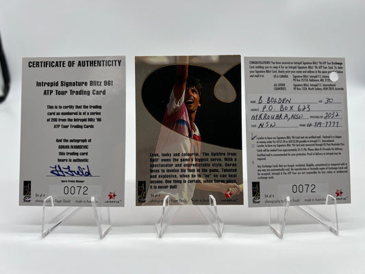 1996 Intrepid Blitz Tennis Trading Card Signature Card Goran Ivanisevic #072/200