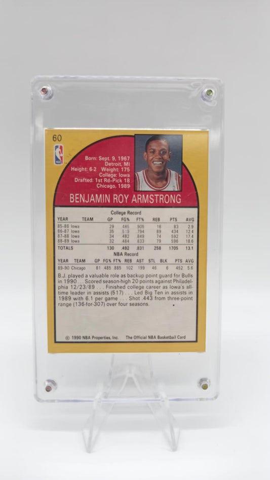 1990 NBA Hoops B.J. Armstrong Rookie Card #60 Autographed Chicago Bulls
