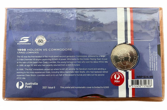 2021 60 Years Supercars 1998 Holden VS Commodore PNC with 2020 50c Coloured Coin