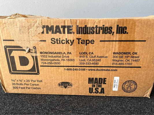 Ductmate Industries HVAC Sticky Tape – Box of 20 Rolls (½" x 25ft) – New