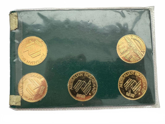 AUSTRALIA'S BICENTENNIAL FIVE MEDAL COLLECTION 1788-1988