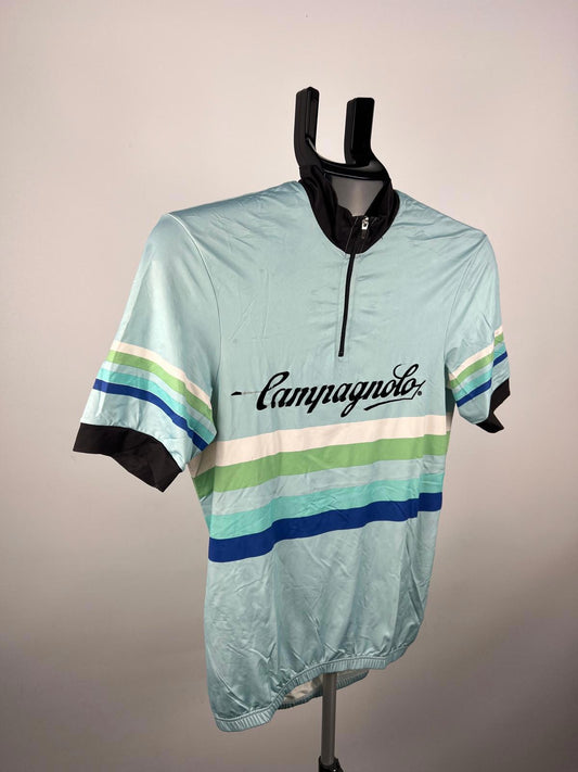 Campagnolo Cycling Jersey - S - Light Blue Striped - Quarter Zip - Rear Pockets