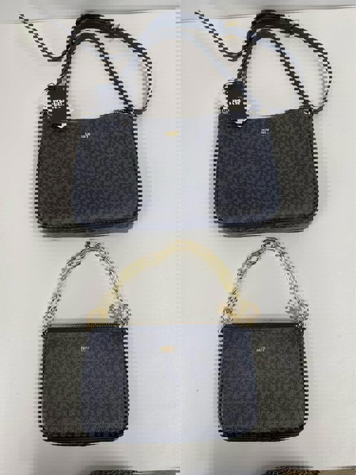 DKNY Lexi Double Demi Crossbody Bag Set – Monogram Logo – Black/Gold – RRP $299
