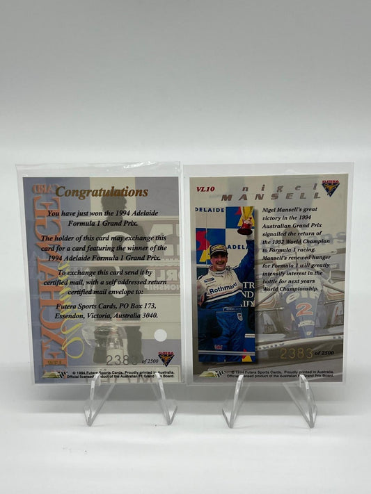 1994 Futera F1 Formula 1 Winner Exchange 2 Card Set VL10 Nigel Mansell 2383/2500