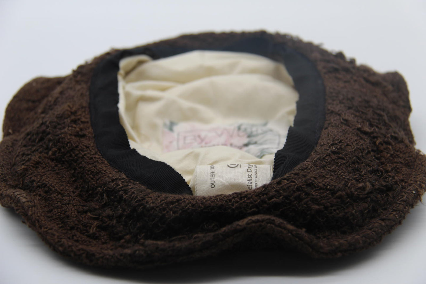 By Walid Distressed Brown Textured Bucket Hat – Size L – Made in England