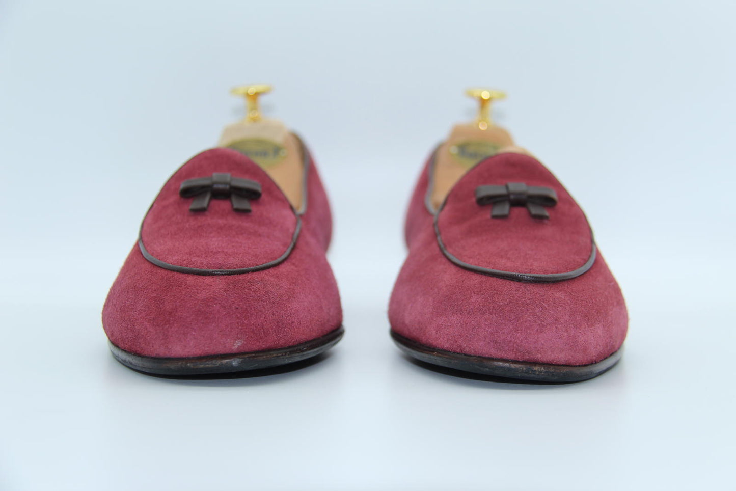 Bow-Tie Men's Loafers in Red Suede Size UK 7.5
