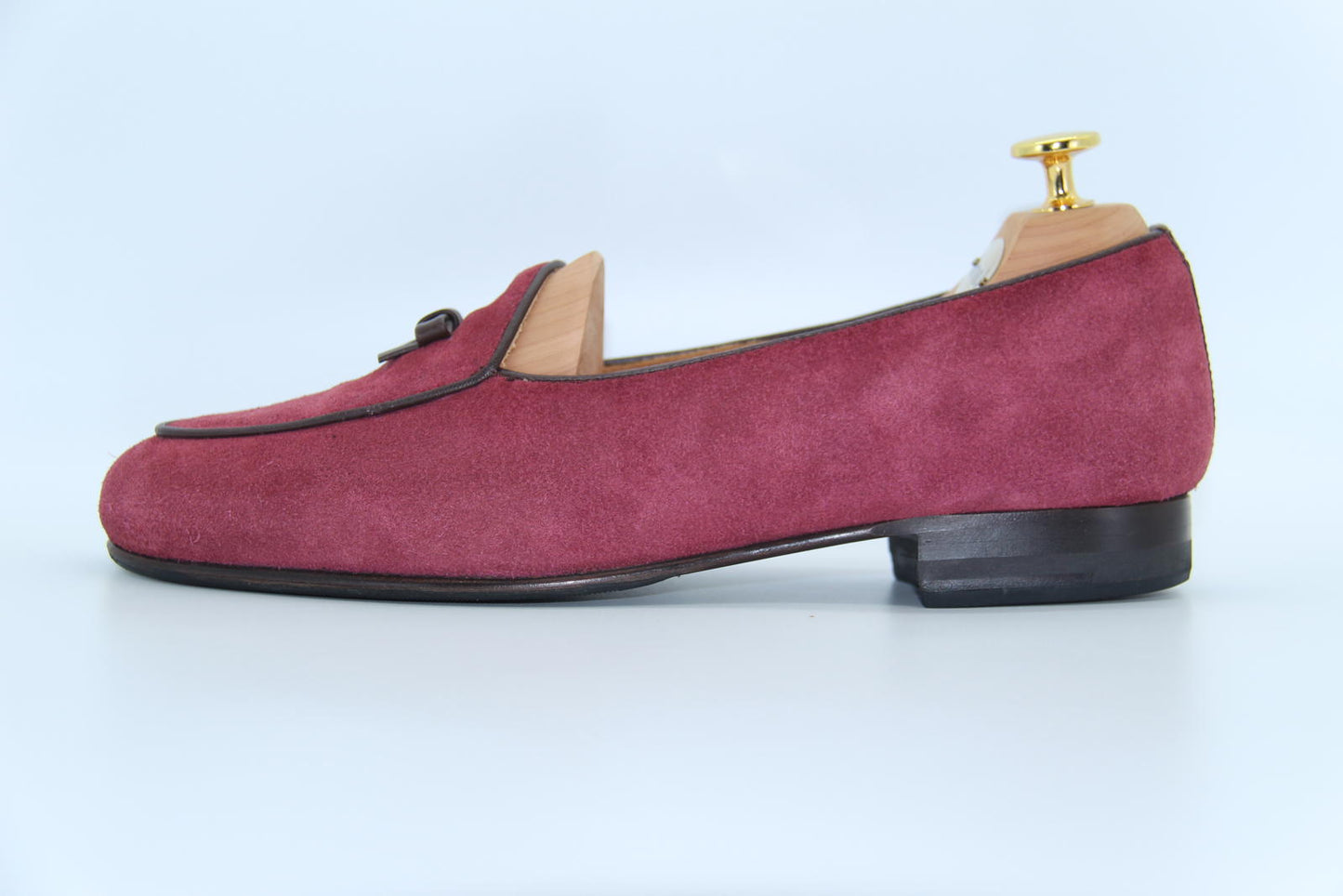 Bow-Tie Men's Loafers in Red Suede Size UK 7.5