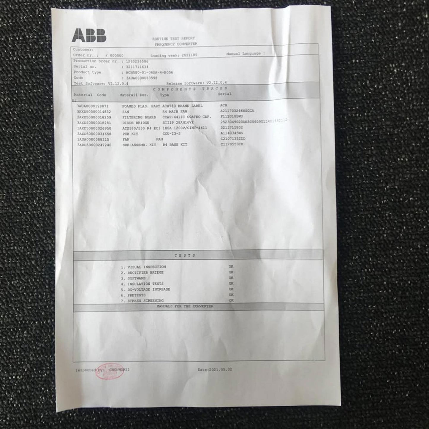 ABB ACH580-01-06A2-4+8056 – HVAC Variable Frequency Drive – New