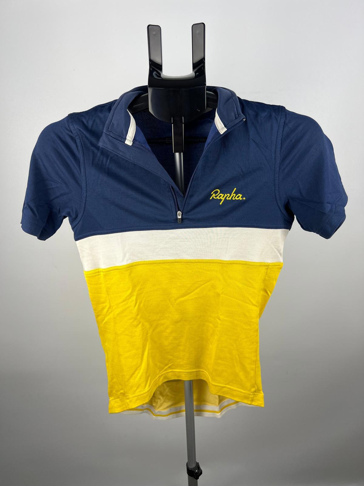 Rapha Cycling Jersey -  XS - Navy/White/Yellow -  Half-Zip - Short Sleeve