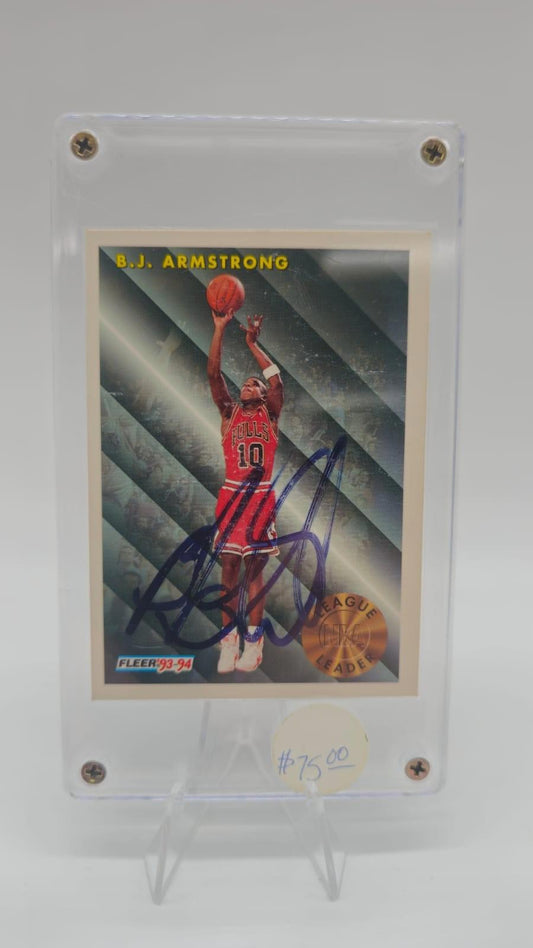 1993–94 Fleer B.J. Armstrong League Leader #221 Autographed Card Chicago Bulls