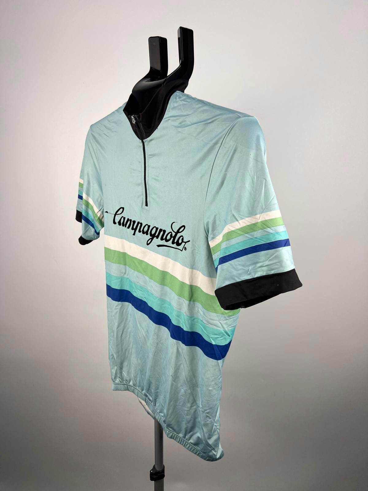 Campagnolo Cycling Jersey - S - Light Blue Striped - Quarter Zip - Rear Pockets