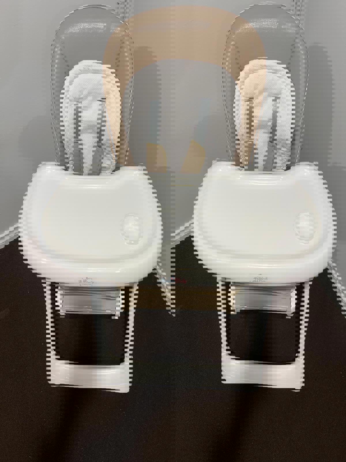 Aussie Baby Hi-Lo Adjustable Reclining High Chair w/ Tray – Beige & White