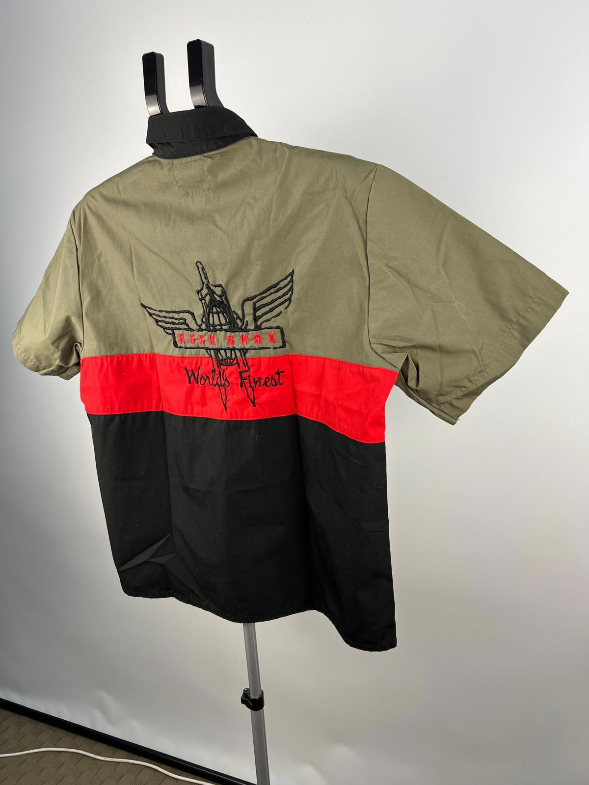 Moto Wear RockShox Racing Short Sleeve Button-Up Shirt L Made in USA