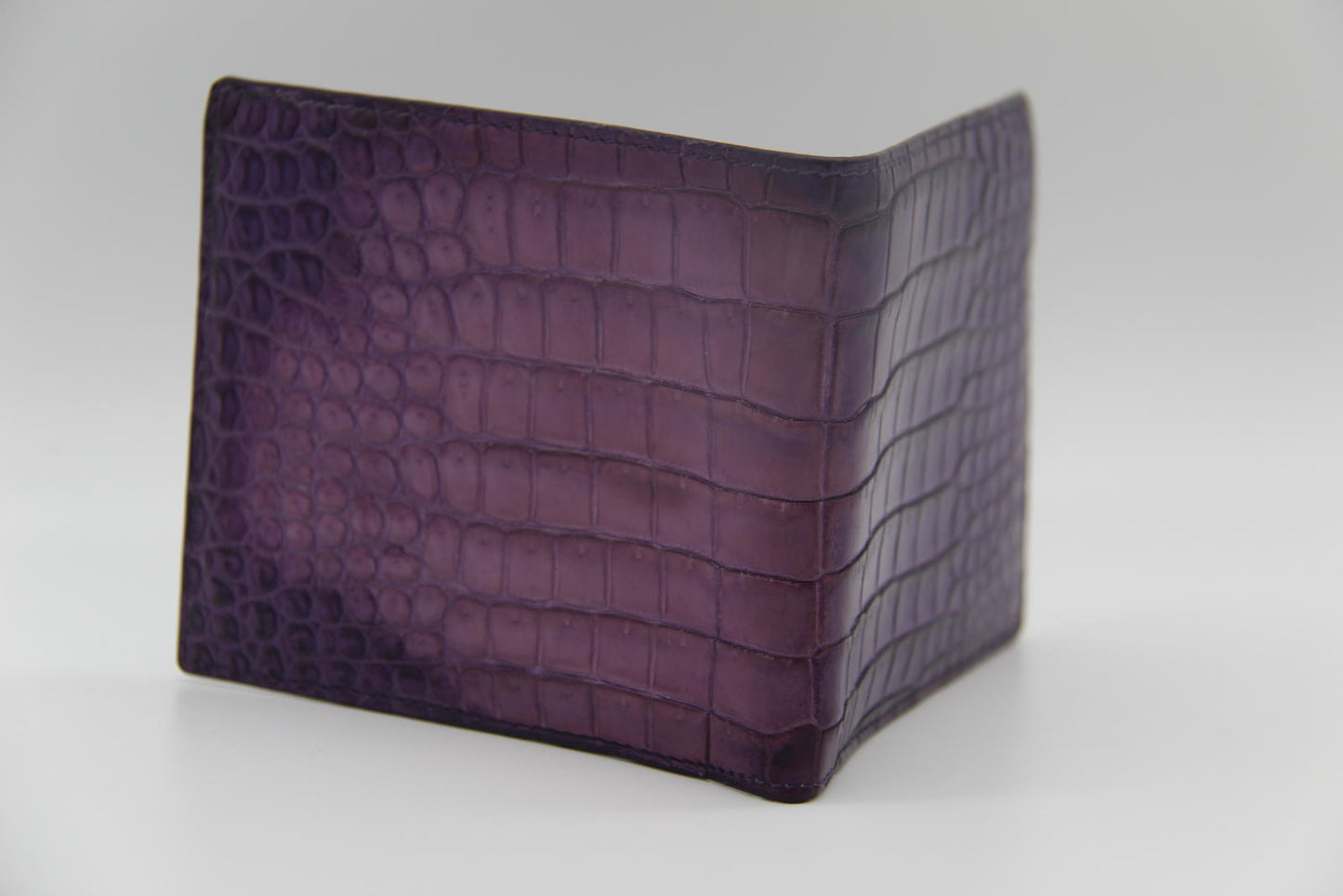 Bottega Veneta Purple Crocodile Embossed Leather Wallet