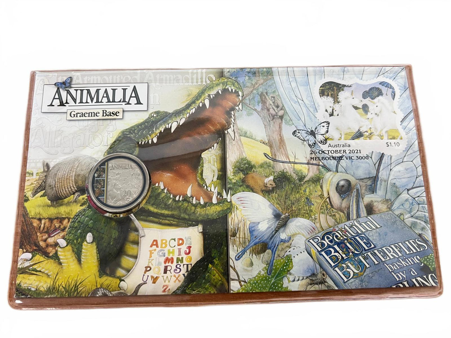 2021 Coloured 20 cent Animalia 35th Anniversary Stamp and Coin Cover PNC