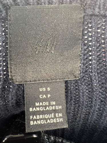 H&M Men’s Navy Gray Striped Knit Pullover Sweater Size Small