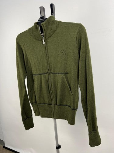 Paul Frank Mens Zip Cardigan Sweater Olive Green Size S