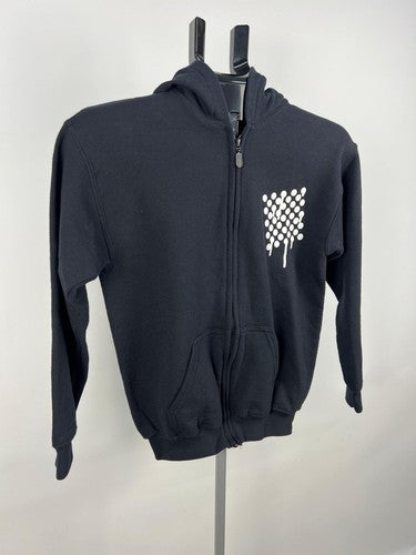 Gildan Heavy Blend Youth L Black Full Zip Hoodie Sable & Argent