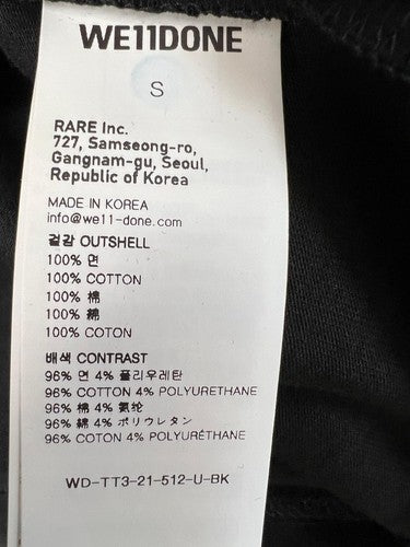 WE11DONE Black Hotfix Patch Graphic T-Shirt S NWT