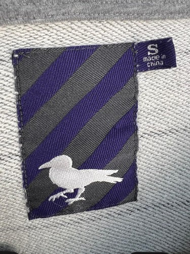 Gray Striped Short Sleeve Cotton Hoodie Sweatshirt S