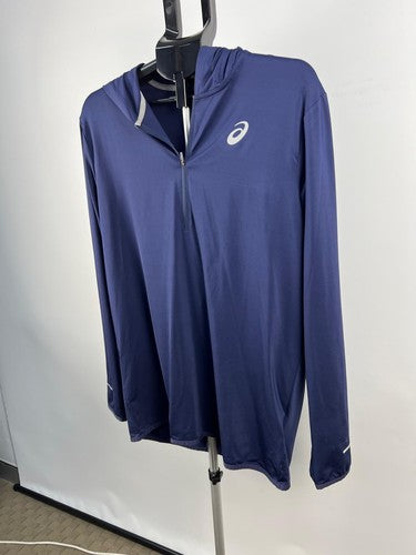 ASICS Running Hoodie 1/4 Zip Long Sleeve Navy Size L