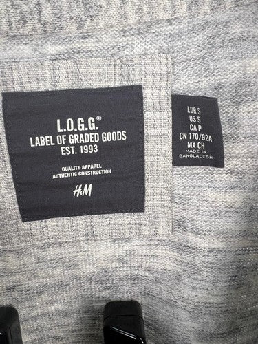 H&M L.O.G.G. Men's 100% Cotton Cardigan Sweater Gray Heather Size S