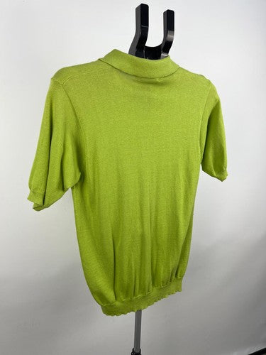 Mooks 100% Cotton Knit Polo Shirt Green Short Sleeve Size S