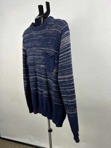 Oliver Spencer Men's Navy Striped 100% Cotton Jumper Sweater S