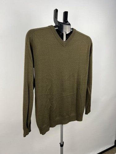 MARCS Sydney Men’s V-Neck Wool Blend Sweater Jumper Olive Green S