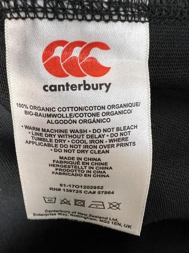 Canterbury Organic Cotton Black T-Shirt Size L
