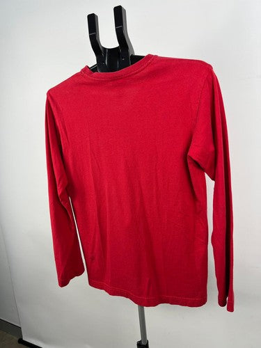 Mooks Red Long Sleeve V-Neck Cotton T-Shirt Men's Size S