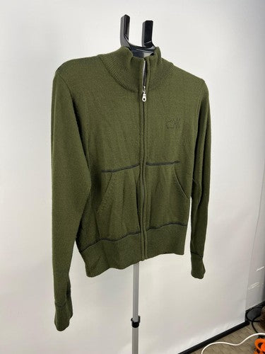 Paul Frank Mens Zip Cardigan Sweater Olive Green Size S