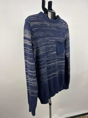 Oliver Spencer Men's Navy Striped 100% Cotton Jumper Sweater S