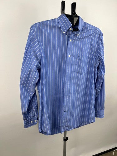Nautica Men’s Blue White Stripe Button-Down Long Sleeve Shirt M