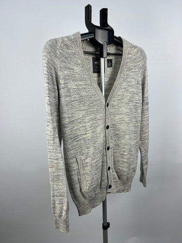 H&M L.O.G.G. Men's 100% Cotton Cardigan Sweater Gray Heather Size S