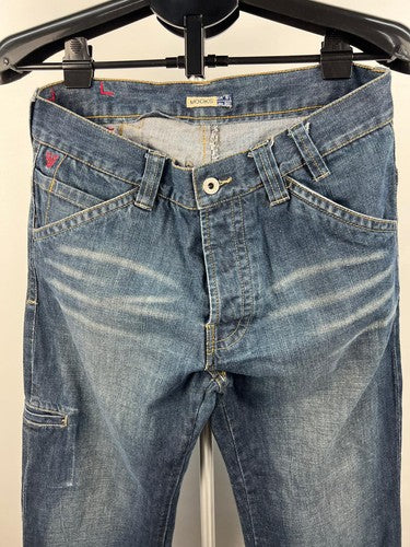 Mooks Men's Carpenter Cropped Jeans Blue Denim Cinch Back W30