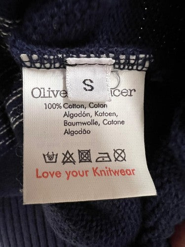 Oliver Spencer Men's Navy Striped 100% Cotton Jumper Sweater S