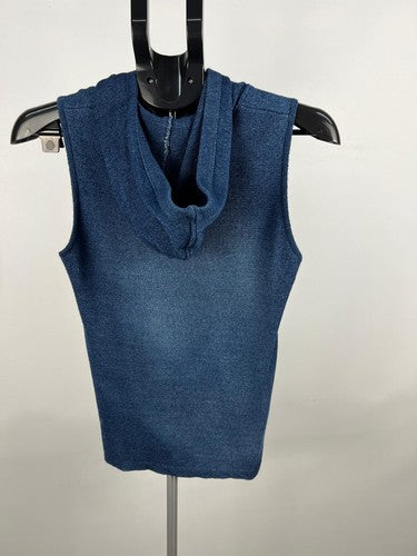 dk Sleeveless Knit Hooded Top Blue Size M Made in Australia