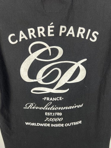 Carré Paris Men's Graphic T-Shirt Black Cotton Side Zip XL