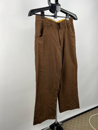 Ringspun brown cotton straight-leg trousers size Small
