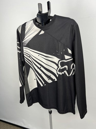 FOX Long Sleeve Graphic Motocross Jersey Black/White Mesh Size M